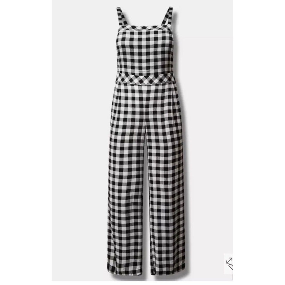 Torrid Jumpsuit 2R Gingham Wide Leg Overall Cottagecore Boho Artsy Farm Fall